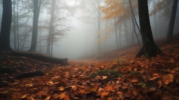 Poranna mgła w jesiennym lesie Jesień Jesień las Las krajobraz Jesień natura Słońce