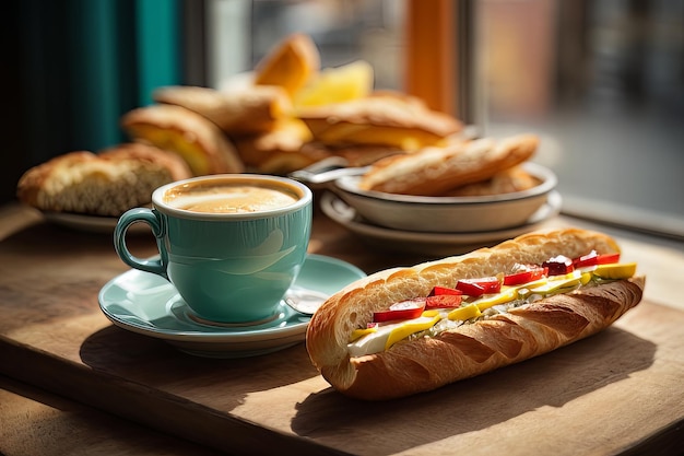 Poranne delikatności Baguette i kawa