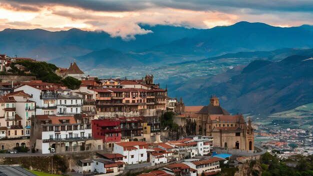 Poranny widok wiszących domów w Cuenca