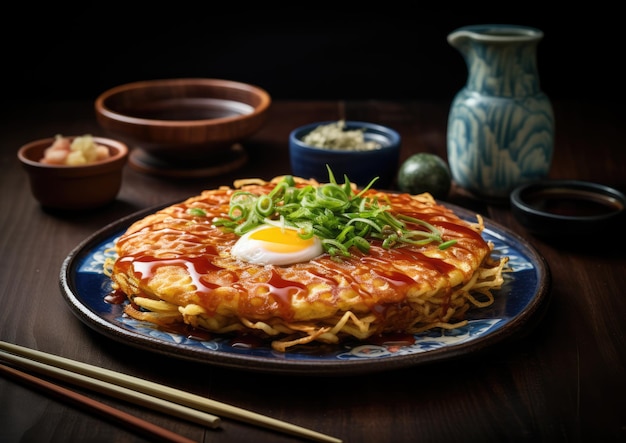 Porcja Okonomiyaki z dodatkiem marynowanego imbiru