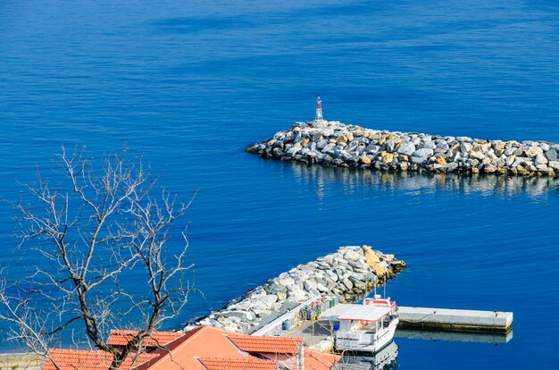 Zdjęcie port klasztoru vatoped na górze athos