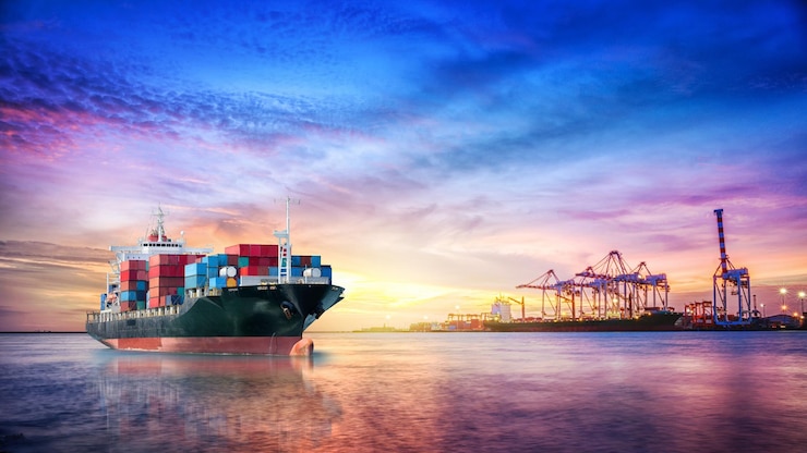 Zdjęcie port morski ładunek kontener logistyka eksport