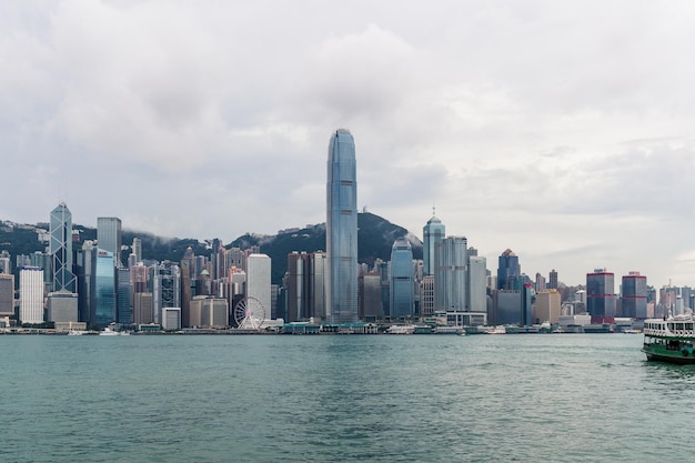 Port Wiktorii, Hongkong, 17 sierpnia 2018 r.: – panoramę Hongkongu