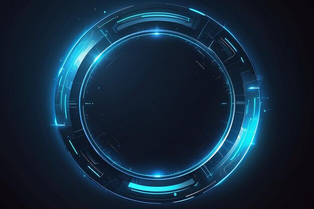 Portal i hologram futurystyczny krąg na niebieskim izolowanym tle Abstrakcyjny high-tech futurystyczny projekt technologiczny okrągły kształt Krąg Elementy Scifi z światłem i światłami Ilustracja wektorowa