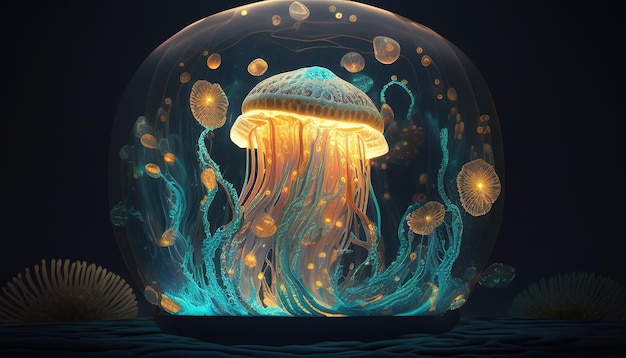 Portal Jellyfish ilustracja cyfrowa sztuka Generative AI