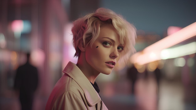 Portret 30-letniej kobiety z krótkimi blond włosami