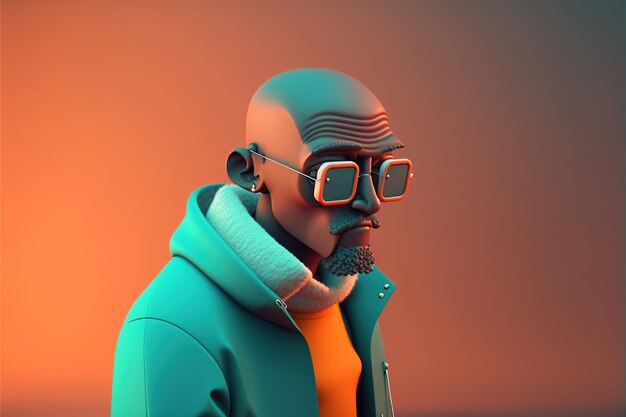 Portret afroamerykanina w okularach i brodzie stworzony przy użyciu technologii generatywnej ai