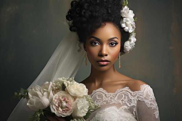 Portret afroamerykańskiej panny młodej