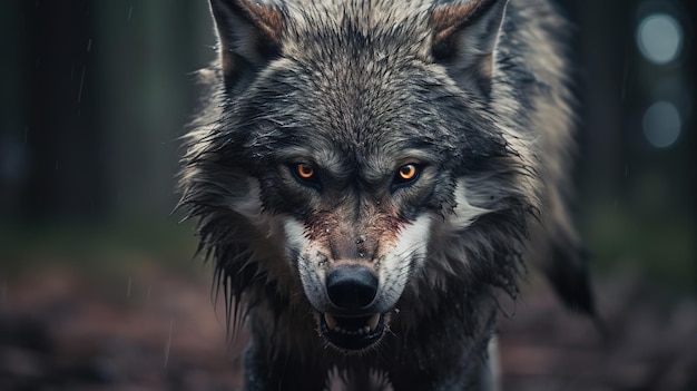 Zdjęcie portret agresywnego wilka