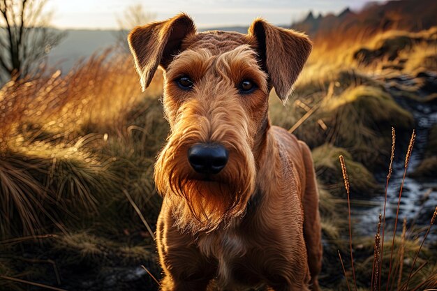 Portret Airedale Terrier z bliska zdjęcie Ai generatywna sztuka