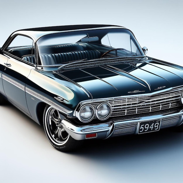 Zdjęcie portret amerykańskiego samochodu usa v8 chevrolet chevy impala vector art illustration avatar icon
