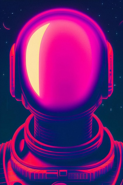 Portret astronauty w stylu synthwave