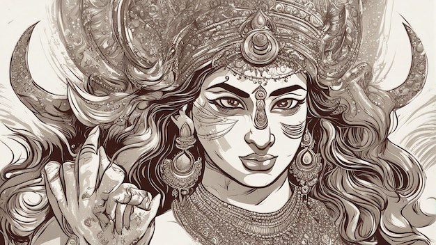 Zdjęcie portret bogini durgi durga pooja w subh navratri