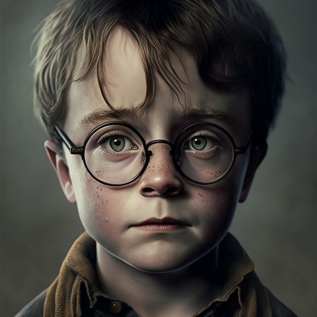 Portret chłopca w okularach i koszuli