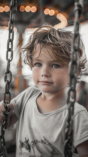 Zdjęcie portret chłopca z pieśniami i niebieskimi oczami