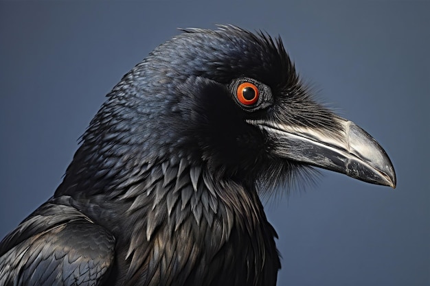 Portret czarnego kruka Corvus corax