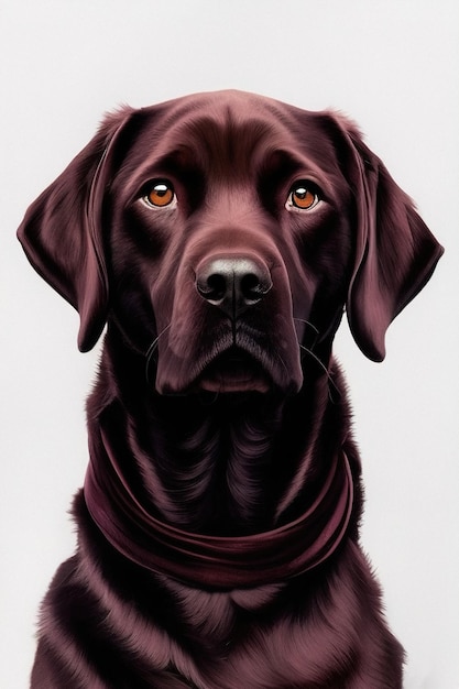 Portret czekoladowego psa Labrador Retriever ilustracji generatywnej ai