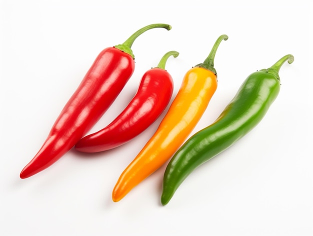 Portret czerwonych pieprzu chili na białym tle
