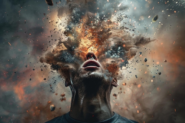 Portret człowieka z wybuchającym umysłem