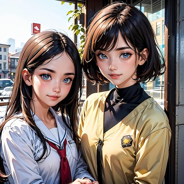 portret dwóch dziewcząt w kawiarni