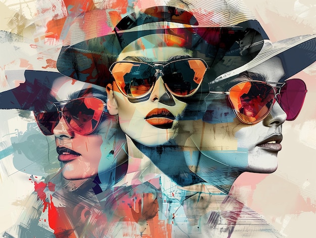 Portret dwóch pięknych kobiet w okularach przeciwsłonecznych i kapeluszach
