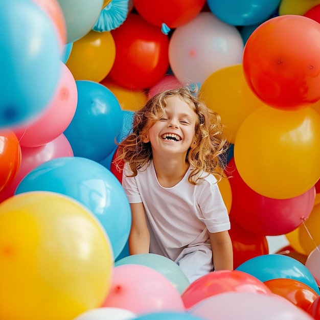 Zdjęcie portret dzieci na wystawie balonów