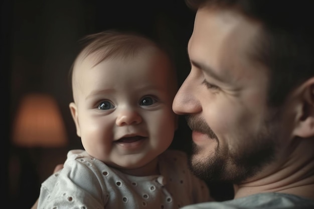 Portret dziecka taty w domu Dziecko rodzinne Generuj sztuczną inteligencję