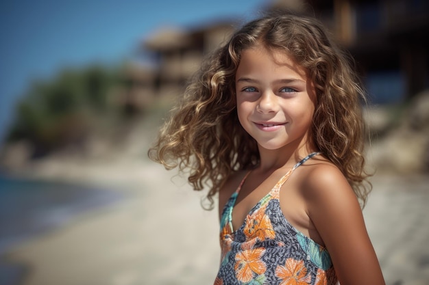 Portret dziewczynki na letniej plaży