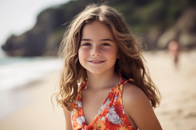 Portret dziewczynki na letniej plaży