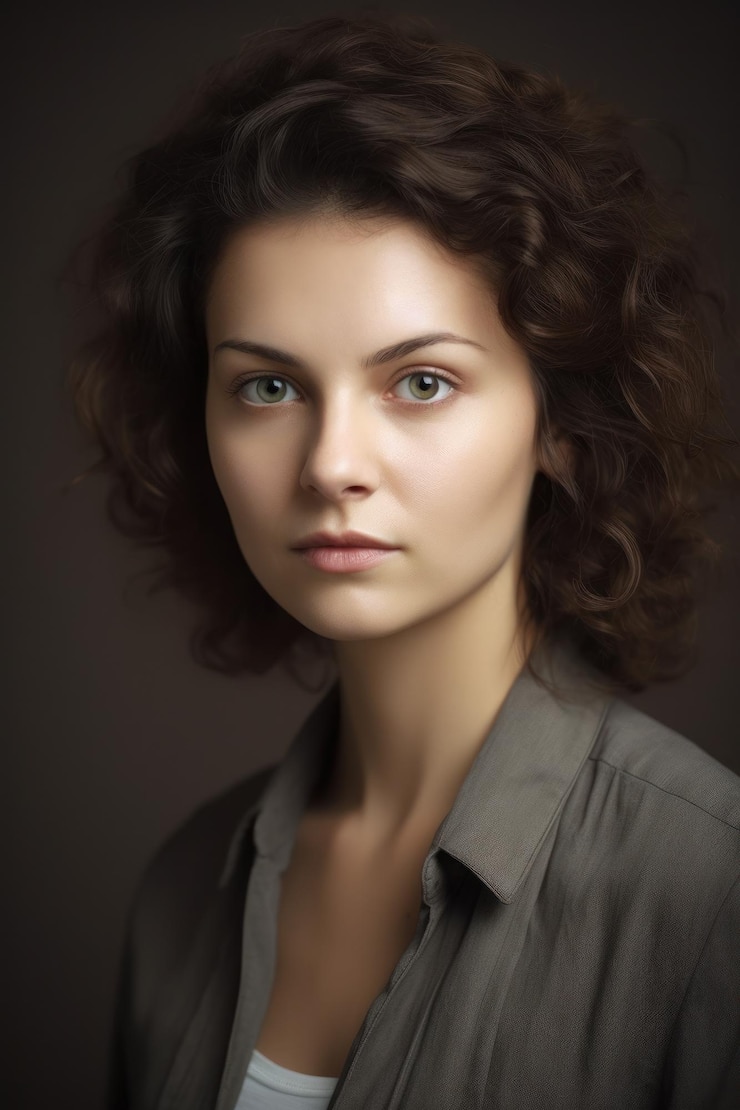 Zdjęcie portret dziewczynki z zielonymi oczami