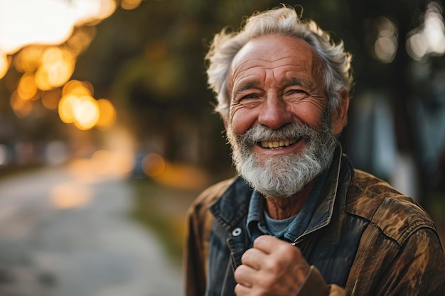 Portret entuzjastycznego, aktywnego starszego mężczyzny