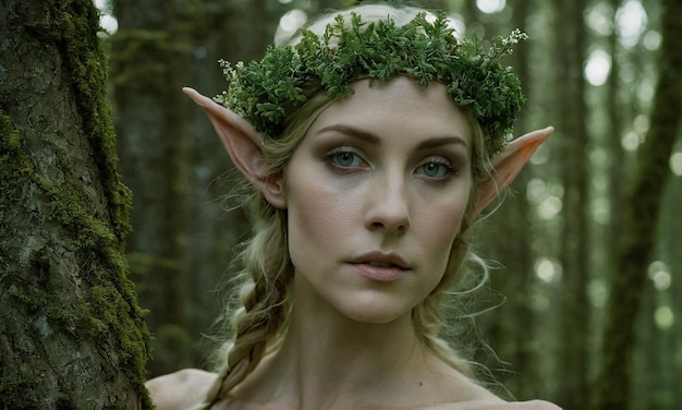 Portret eterycznego elfa w zaklętym lesie