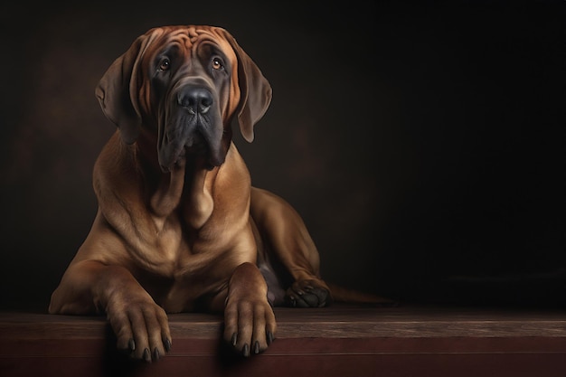 Portret fila brasileiro na ciemnym tle z przestrzenią dla tekstu