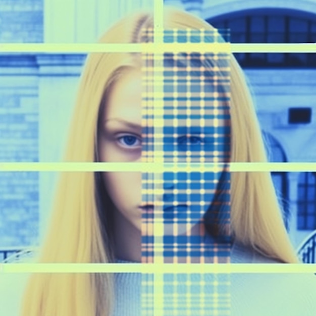 Zdjęcie portret francuskiej dziewczyny w kolorze cyjanowym generatywna sztuczna inteligencja