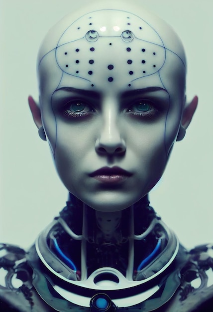 Portret futurystycznej kobiety robota z przyszłości