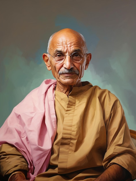 Portret Gandhiego Jayantiego z rocznika tłem