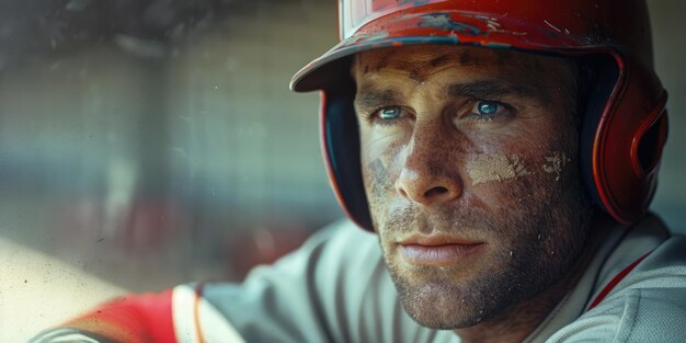 Zdjęcie portret generatywnego gracza baseballa w stylu lat 80.