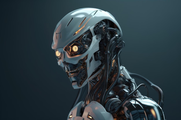 Portret głowy robota futurystyczny SciFi Cyborg