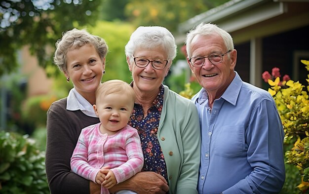 Zdjęcie portret grupowy trzech pokoleń