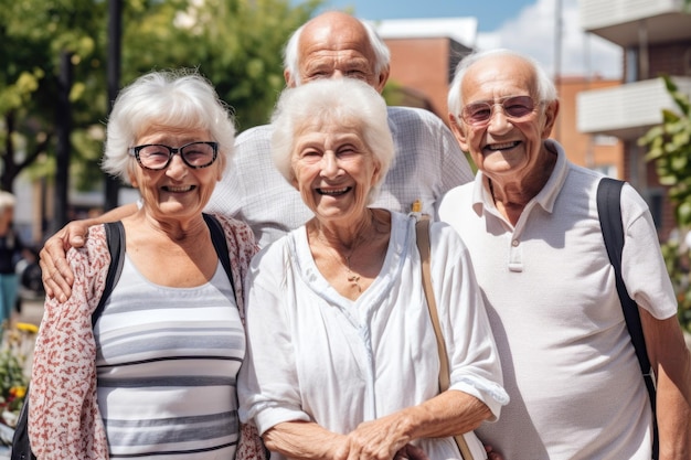 Portret grupy seniorów na wspólny dzień stworzony za pomocą generatywnej sztucznej inteligencji