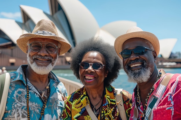 Portret grupy starszych afro przyjaciół w Sydney w Australii