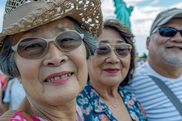 Portret grupy starszych azjatyckich przyjaciół w Nowym Jorku