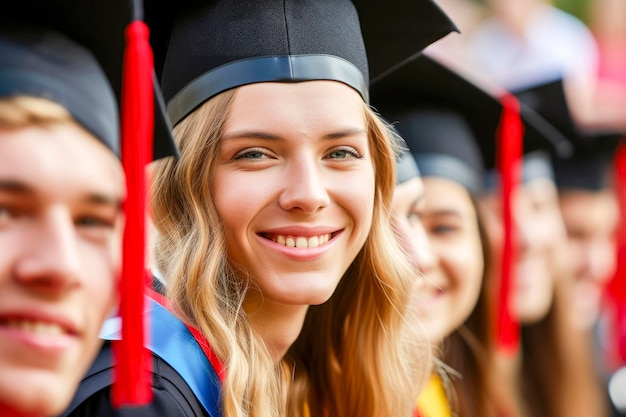 Portret grupy studentów uniwersyteckich na zakończeniu studiów