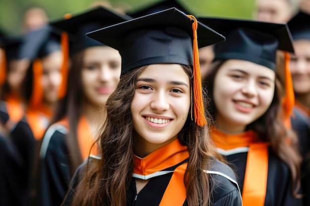 Portret grupy studentów uniwersyteckich na zakończeniu studiów