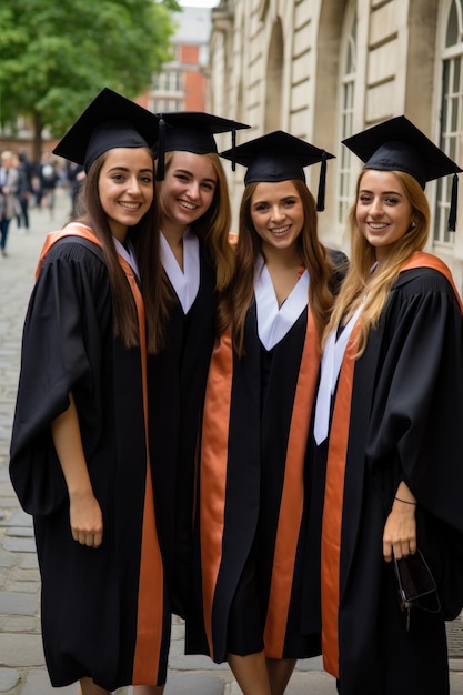 portret grupy studentów uniwersytetu w dniu ukończenia studiów stworzony za pomocą generatywnej ai