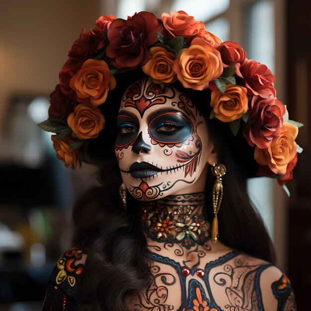 Portret Halloween Calavera Catrina Cukrowa Czaszka Glamour