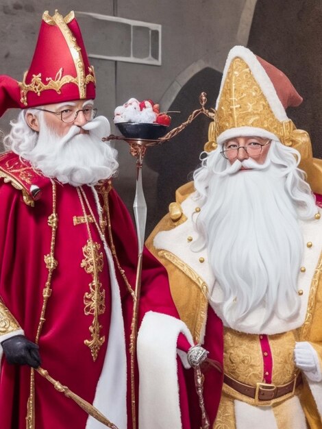 Portret holenderskiego Świętego Mikołaja zwanego "Sinterklaas" przybywającego do miasta