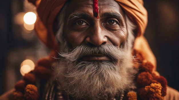 Portret indyjskiego mężczyzny Sadhu