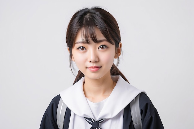 Portret japońskiego studenta na białym tle