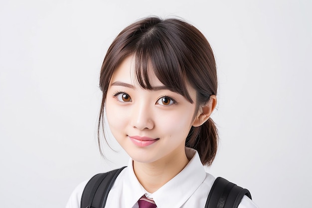 Portret japońskiego studenta na białym tle